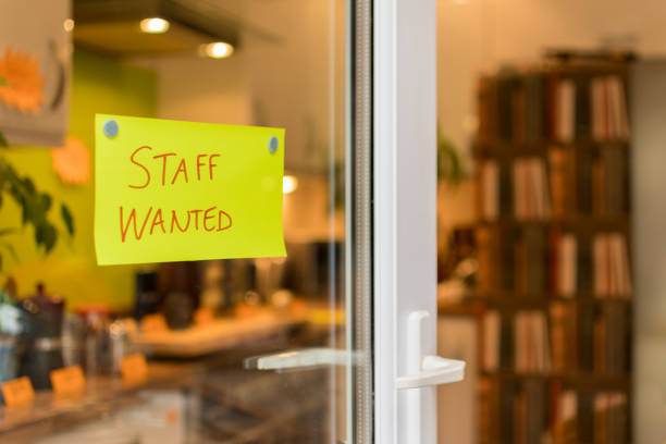 istock Shop front door - Staff Wanted Sign 641883264