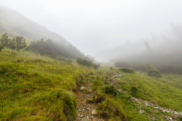 istock Mountain scenery in the Transylvanian Alps in autumn, with mist clouds 641883740