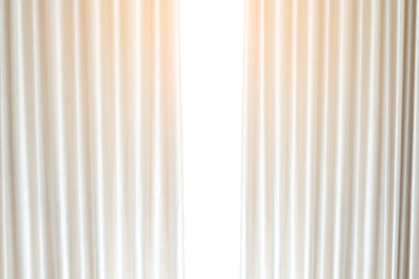 Windows Curtain with White Background stock photo