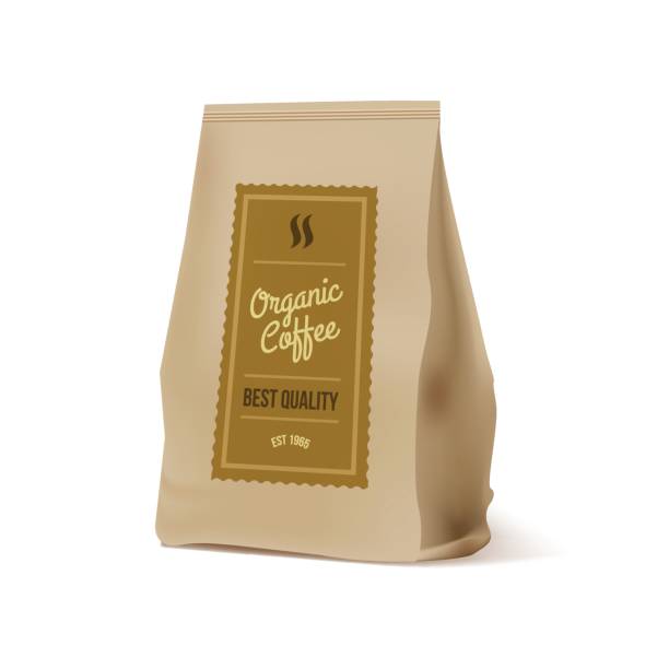 istock Brown Paper Food Bag Package Of Coffee. Vector mockup 641889704