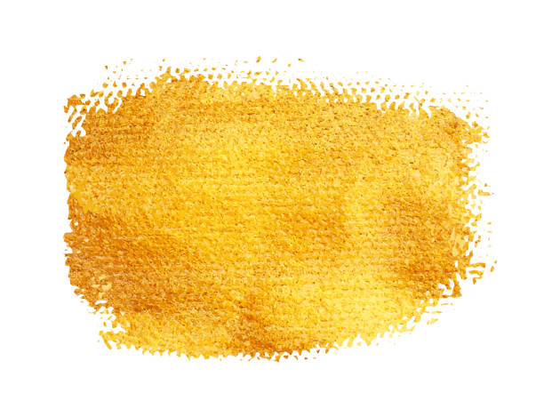 istock Vector golden brush stroke for you amazing design project. Watercolor texture paint stain isolated on white. Abstract hand painted golden background for greeting, gift, wedding card 641893202