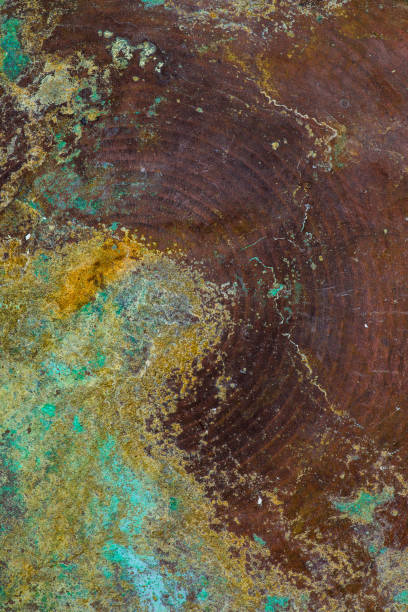 istock Abstract background. Copper, emerald, brown, yellow. Retro. Corrosion on copper pelvis 641894232