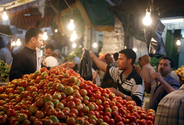 a market road in the City Amman in Jordan in the middle east.