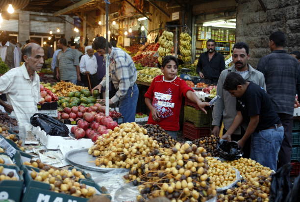 a market road in the City Amman in Jordan in the middle east.