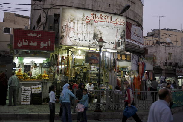 a market road in the City Amman in Jordan in the middle east.