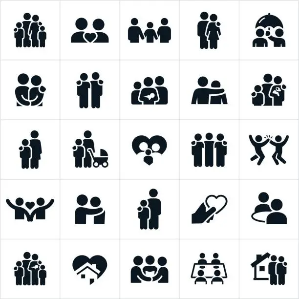 Vector illustration of Family and Relationships Icons