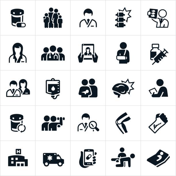 ikony medycyny i opieki zdrowotnej  - nurse doctor hospital people stock illustrations