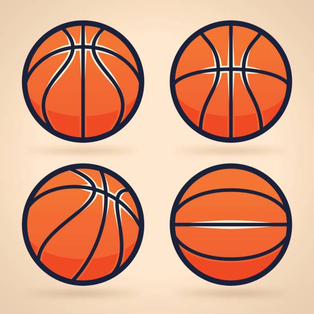 Basketballs Basketball view from various angles collection. basketball ball illustrations stock illustrations