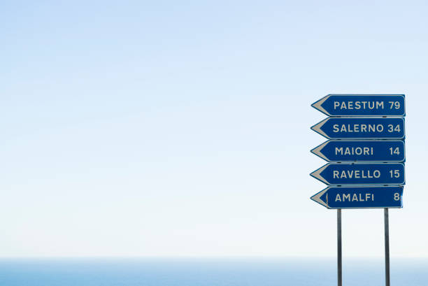 istock Amalfi coast road sign 641909378