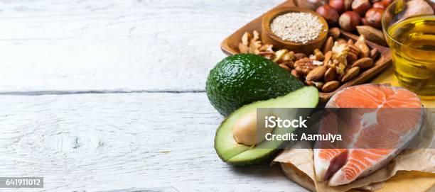 Selection Of Healthy Fat Sources Food Life Concept Stock Photo - Download Image Now