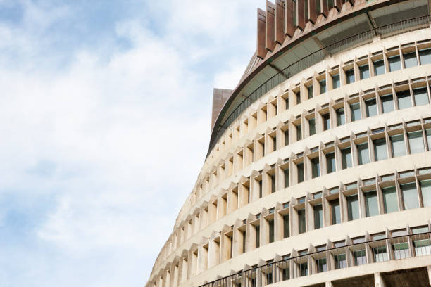 здание парламента улей в веллингтоне, новая зеландия - wellington new zealand стоковые фото и изображения