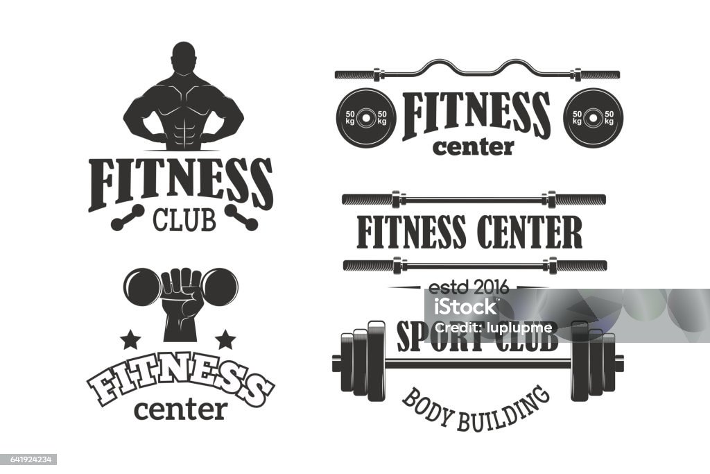Ilustración de vector de emblema de gimnasio sport club gimnasio - arte vectorial de Logotipo libre de derechos