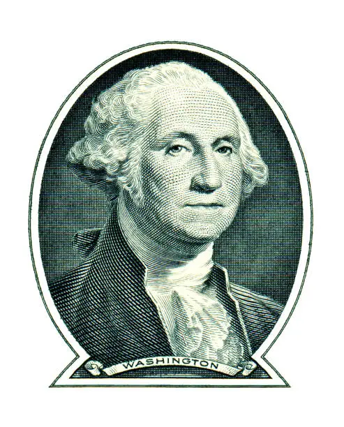 Photo of George Washington on one dollar isolated on white background