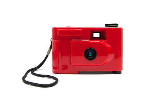 Disposable camera isolated on white background