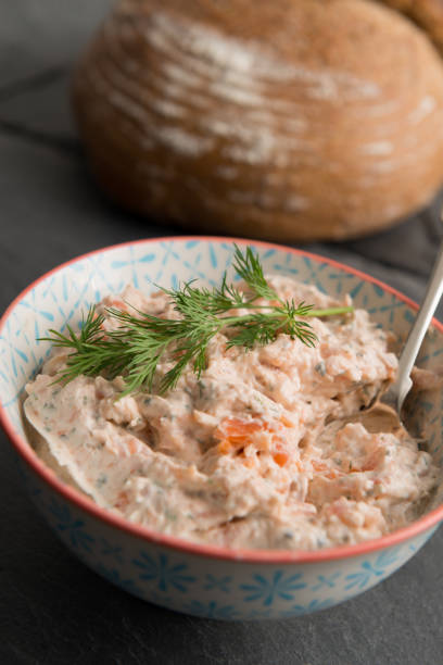 istock Fresh Fish Pate and a Spoon in Ceramic Bowl 641926048