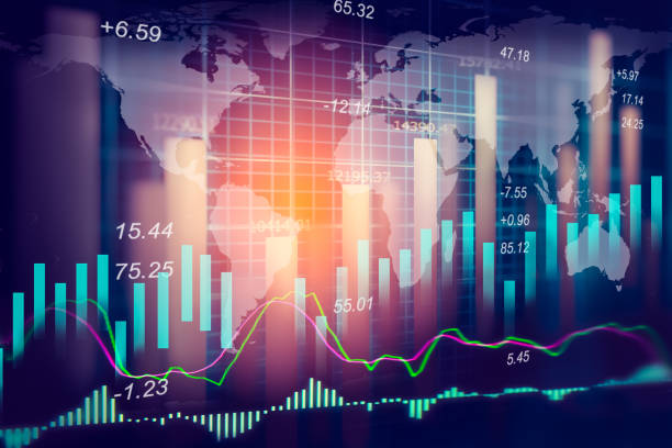 istock Stock market indicator and financial data view from LED. Double 641926526
