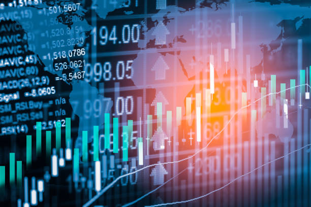 istock Stock market indicator and financial data view from LED. Double 641926670