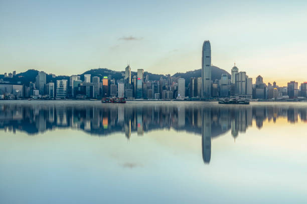 istock Hong Kong harbour at twilight,China 641927938