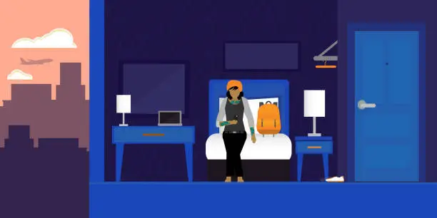 Vector illustration of Modern hotel scene