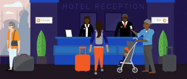 Vector illustration of Modern hotel scene