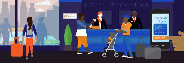 Vector illustration of Modern hotel scene
