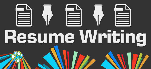 Resume Writing Dark Colorful Elements stock photo