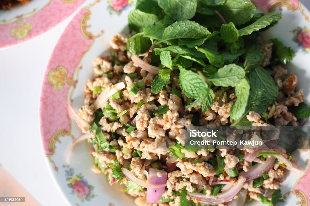 Larb pork Larb pork dishes Thailand Basil Stock Photo Larb pork Larb pork dishes Thailand Basil Stock Photo