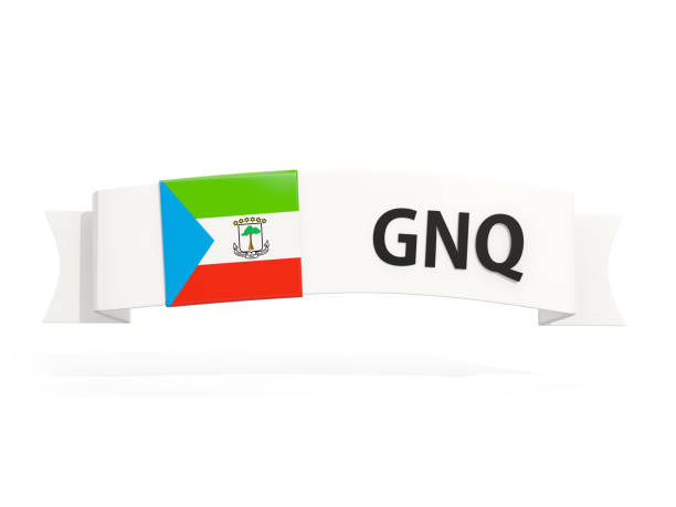 Flag of equatorial guinea on banner and country code isolated on white. 3D illustration