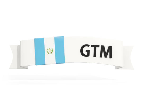 Flag of guatemala on banner and country code isolated on white. 3D illustration