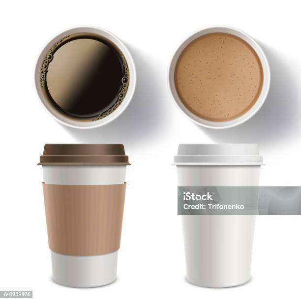 Set Of Plastic Containers Of Coffee Isolated Mockup On A White Background Stock Illustration - Download Image Now