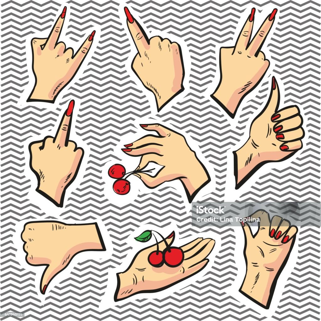 User Hand Sticker Stickers With Human Hand Signs Vector Isolated Design Elements Stock ...