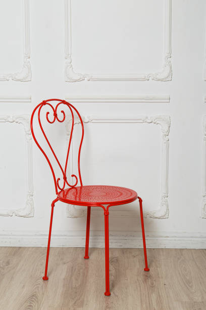 istock Red metal chair 641943888