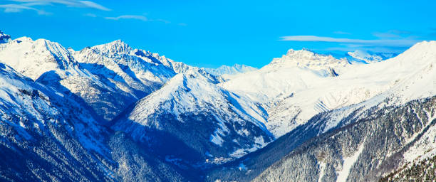 istock Panorama of snow mountain landscape 641943998