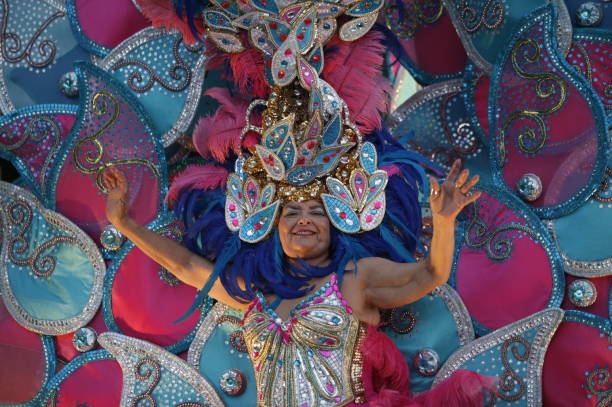the carneval in the city of Las Palmas on the Island Gran Canary on the Canary Island of Spain in the Atlantic Ocean.