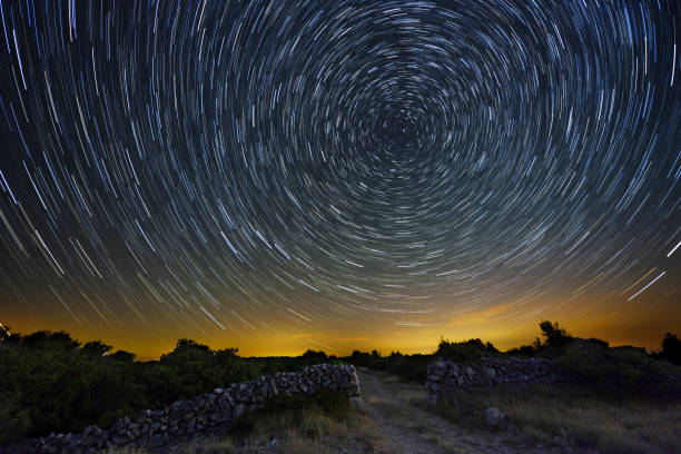 istock Star trails from Cres island, Croatia 641949866