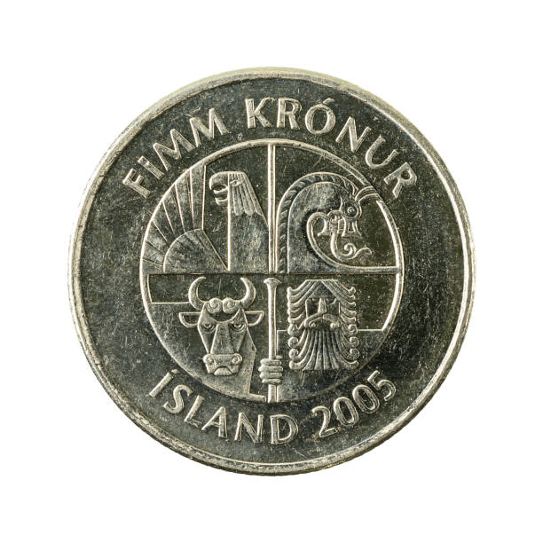 5 icelandic krona coin (2005) reverse isolated on white background stock photo