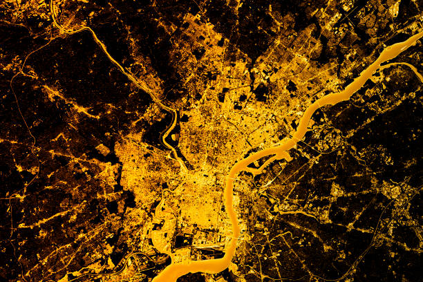 istock Philadelphia Abstract City Map Golden 641961170