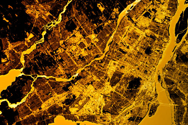 istock Montreal Abstract City Map Golden 641961190