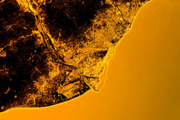 istock Barcelona Abstract City Map Golden 641961208