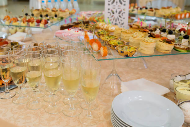 istock Delicacies, appetizers, desserts and beverages for the buffet. 641964748