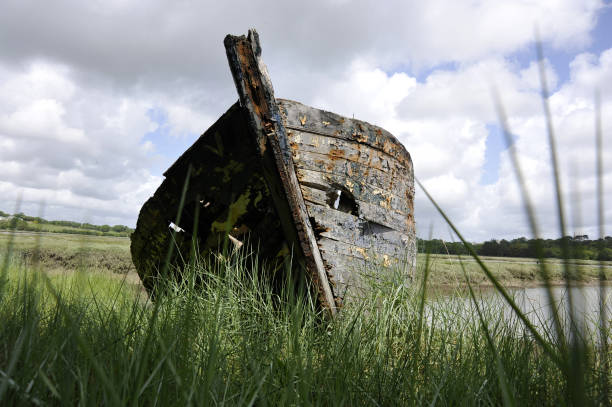 istock Old fishing boat wreck 641966110