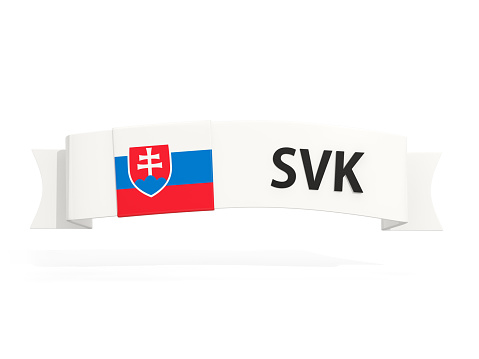 Flag of slovakia on banner and country code isolated on white. 3D illustration