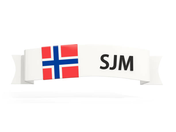 Flag of svalbard and jan mayen on banner and country code isolated on white. 3D illustration