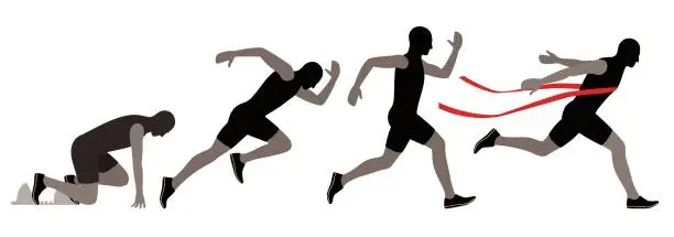 Vector illustration of Sprinter leaving on the running track. explosive start, vector illustration