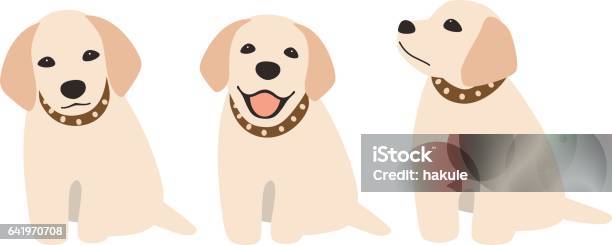 Golden Retriever Sitting On The Ground Front View Vector Stock Illustration - Download Image Now