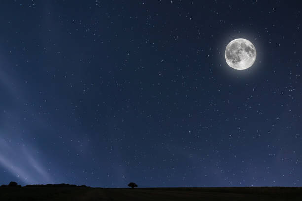달과 별 밤 하늘 배경입니다. 보름달 배경입니다. - 보름달 뉴스 사진 이미지