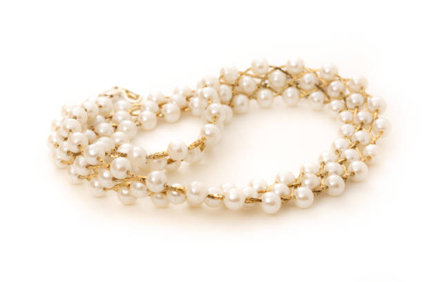 istock Necklace with white beads 641973560