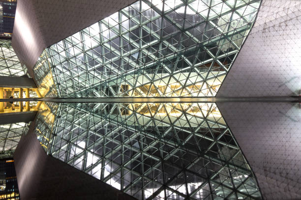 Cityscape of the Guangzhou opera at night. stock photo