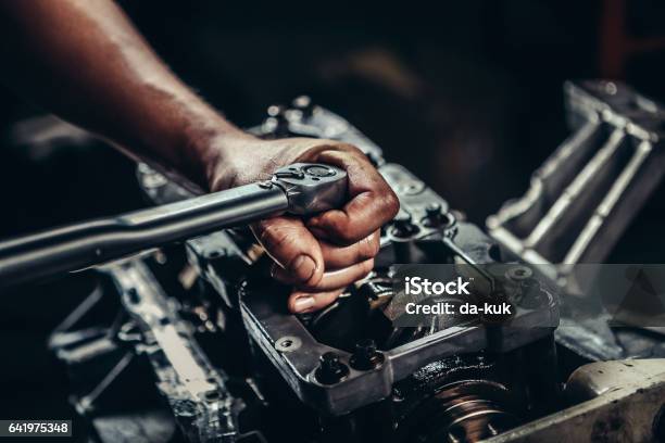 V8 Car Engine Repair Stock Photo - Download Image Now - Car, Engine, Repairing