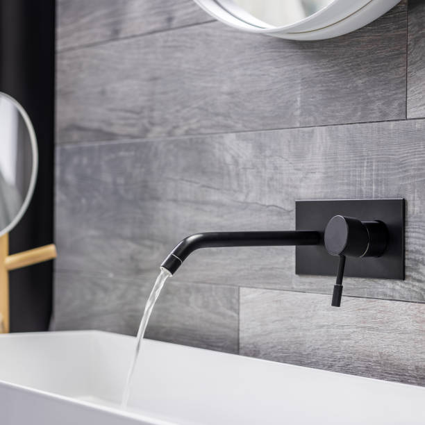 istock Modern and black bathroom tap 641975874
